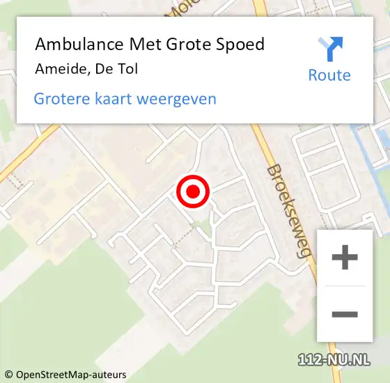 Locatie op kaart van de 112 melding: Ambulance Met Grote Spoed Naar Ameide, De Tol op 28 november 2015 16:02