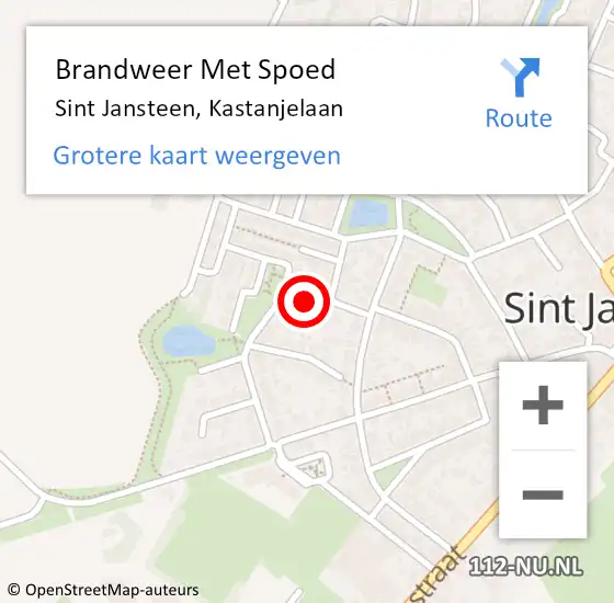 Locatie op kaart van de 112 melding: Brandweer Met Spoed Naar Sint Jansteen, Kastanjelaan op 28 november 2015 16:22