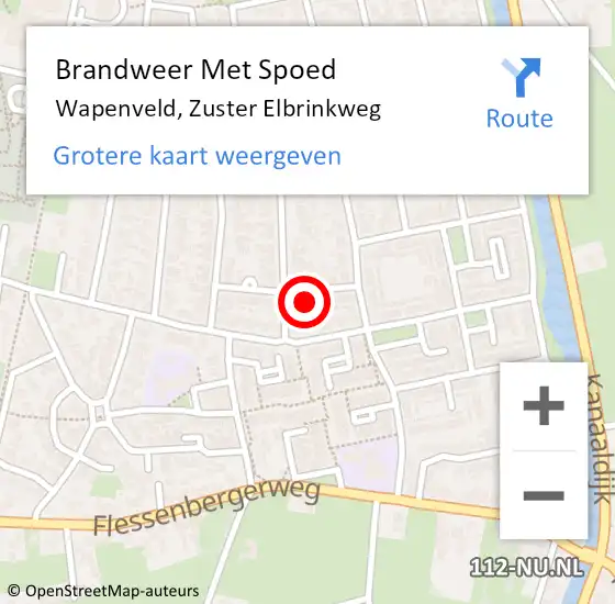 Locatie op kaart van de 112 melding: Brandweer Met Spoed Naar Wapenveld, Zuster Elbrinkweg op 28 november 2015 17:07