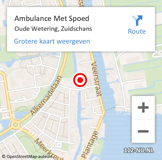 Locatie op kaart van de 112 melding: Ambulance Met Spoed Naar Oude Wetering, Zuidschans op 28 november 2015 18:52