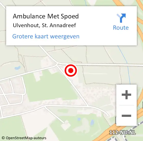 Locatie op kaart van de 112 melding: Ambulance Met Spoed Naar Ulvenhout, St. Annadreef op 28 november 2015 18:58