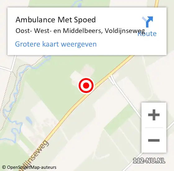 Locatie op kaart van de 112 melding: Ambulance Met Spoed Naar Oost- West- en Middelbeers, Voldijnseweg op 28 november 2015 19:42