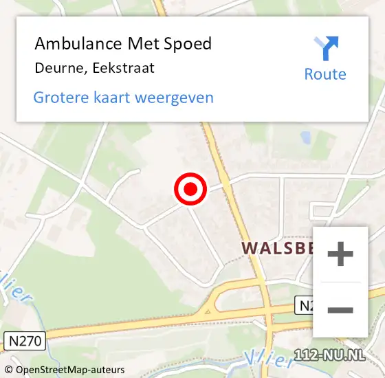 Locatie op kaart van de 112 melding: Ambulance Met Spoed Naar Deurne, Eekstraat op 28 november 2015 19:58