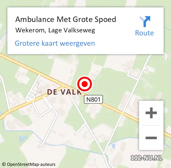 Locatie op kaart van de 112 melding: Ambulance Met Grote Spoed Naar Wekerom, Lage Valkseweg op 28 november 2015 20:00