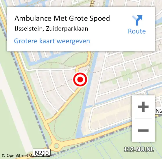 Locatie op kaart van de 112 melding: Ambulance Met Grote Spoed Naar IJsselstein, Zuiderparklaan op 28 november 2015 20:06