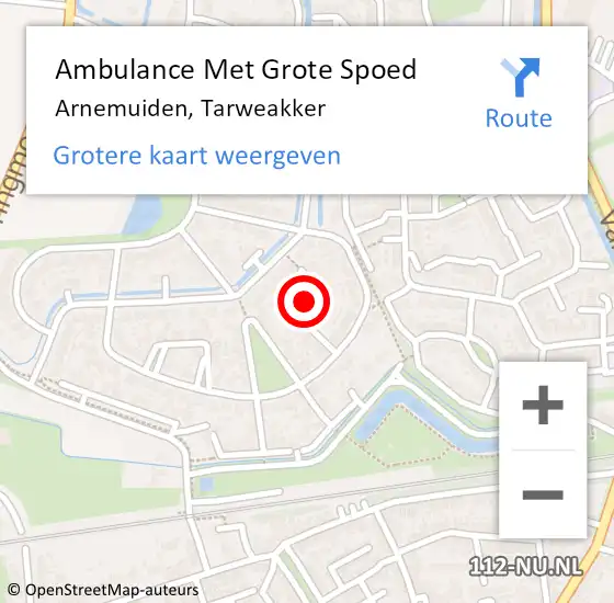 Locatie op kaart van de 112 melding: Ambulance Met Grote Spoed Naar Arnemuiden, Tarweakker op 28 november 2015 21:27