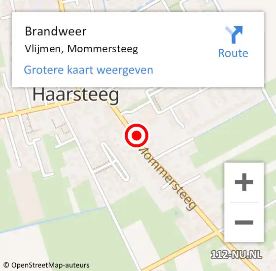 Locatie op kaart van de 112 melding: Brandweer Vlijmen, Mommersteeg op 28 november 2015 21:29