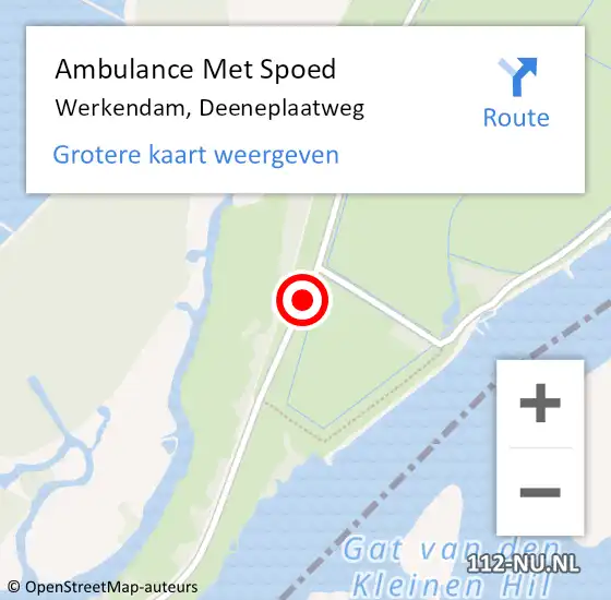 Locatie op kaart van de 112 melding: Ambulance Met Spoed Naar Werkendam, Deeneplaatweg op 28 november 2015 22:35