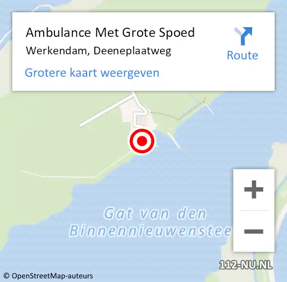 Locatie op kaart van de 112 melding: Ambulance Met Grote Spoed Naar Werkendam, Deeneplaatweg op 28 november 2015 22:39