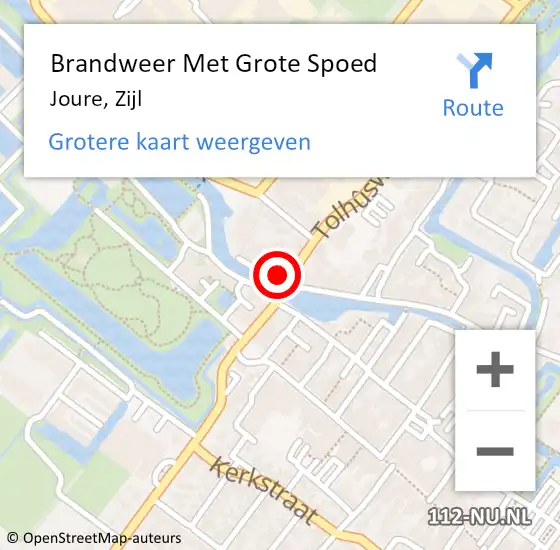 Locatie op kaart van de 112 melding: Brandweer Met Grote Spoed Naar Joure, Zijl op 28 november 2015 22:45