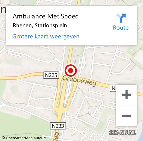 Locatie op kaart van de 112 melding: Ambulance Met Spoed Naar Rhenen, Stationsplein op 28 november 2015 23:37