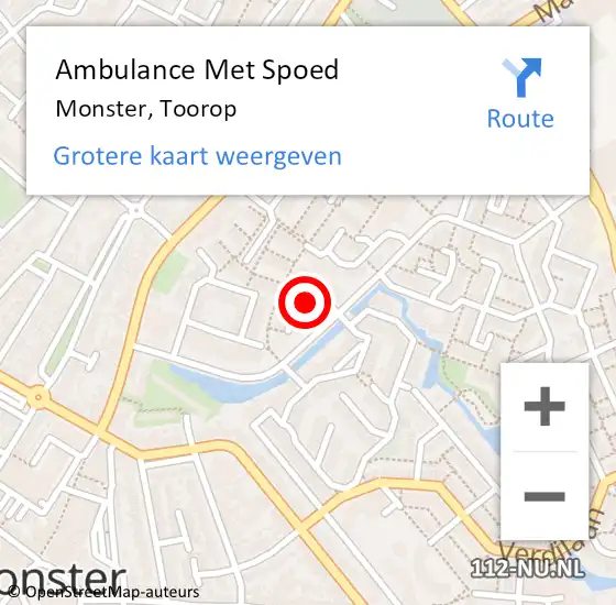 Locatie op kaart van de 112 melding: Ambulance Met Spoed Naar Monster, Toorop op 29 november 2015 00:44