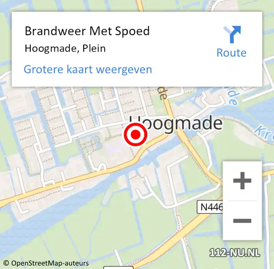 Locatie op kaart van de 112 melding: Brandweer Met Spoed Naar Hoogmade, Plein op 29 november 2015 00:49