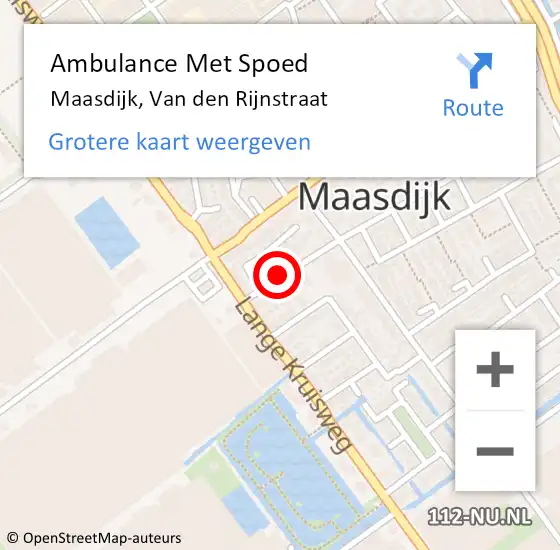 Locatie op kaart van de 112 melding: Ambulance Met Spoed Naar Maasdijk, Van den Rijnstraat op 29 november 2015 02:13