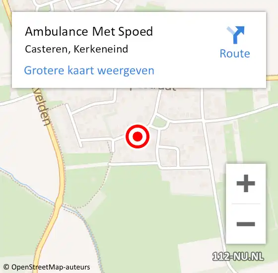 Locatie op kaart van de 112 melding: Ambulance Met Spoed Naar Casteren, Kerkeneind op 29 november 2015 02:33