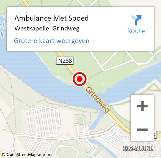 Locatie op kaart van de 112 melding: Ambulance Met Spoed Naar Westkapelle, Grindweg op 29 november 2015 04:09