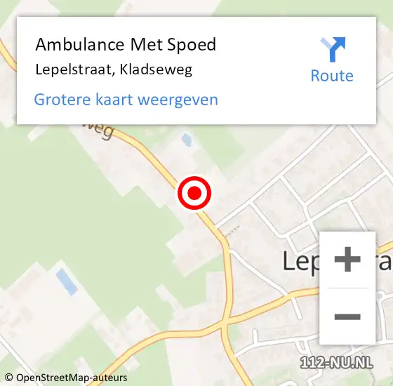 Locatie op kaart van de 112 melding: Ambulance Met Spoed Naar Lepelstraat, Kladseweg op 29 november 2015 04:10