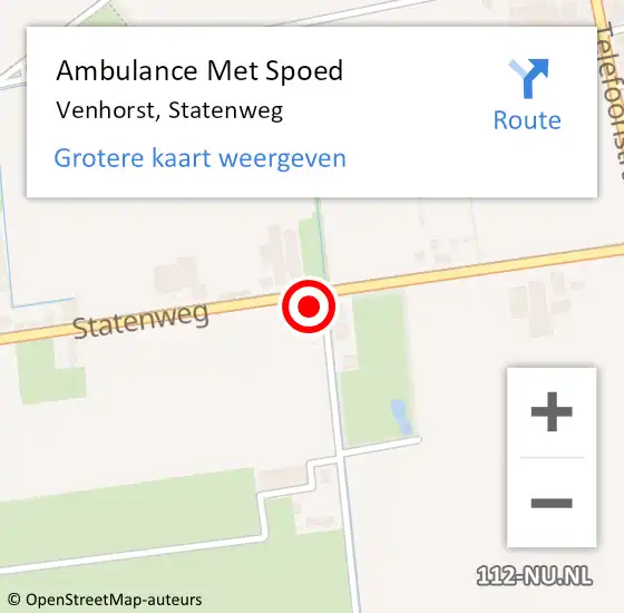 Locatie op kaart van de 112 melding: Ambulance Met Spoed Naar Venhorst, Statenweg op 29 november 2015 05:27