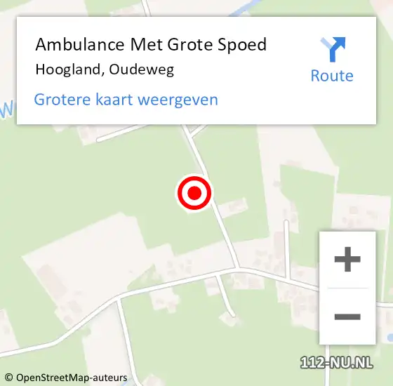 Locatie op kaart van de 112 melding: Ambulance Met Grote Spoed Naar Hoogland, Oudeweg op 29 november 2015 09:19