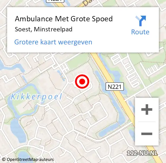 Locatie op kaart van de 112 melding: Ambulance Met Grote Spoed Naar Soest, Minstreelpad op 29 november 2015 09:45