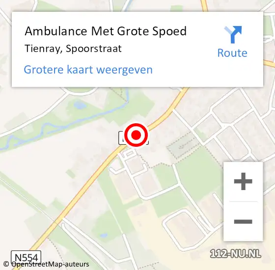 Locatie op kaart van de 112 melding: Ambulance Met Grote Spoed Naar Tienray, Spoorstraat op 29 november 2015 09:53