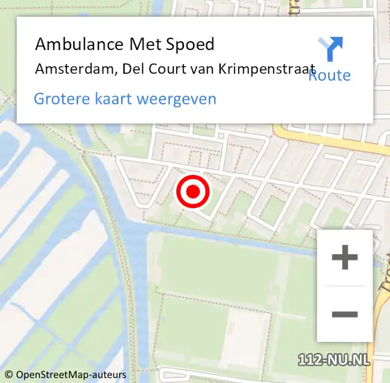 Locatie op kaart van de 112 melding: Ambulance Met Spoed Naar Amsterdam, Del Court Van Krimpenstraat op 29 november 2015 09:56