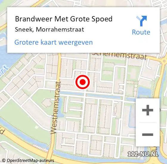 Locatie op kaart van de 112 melding: Brandweer Met Grote Spoed Naar Sneek, Morrahemstraat op 29 november 2015 10:29