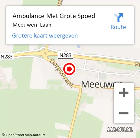 Locatie op kaart van de 112 melding: Ambulance Met Grote Spoed Naar Meeuwen, Laan op 29 november 2015 10:57