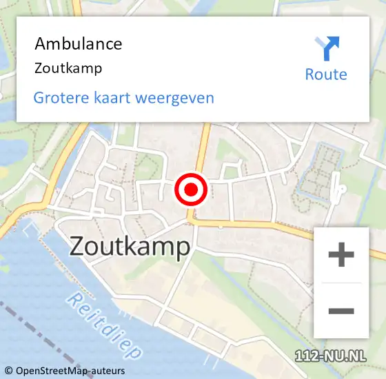 Locatie op kaart van de 112 melding: Ambulance Zoutkamp op 29 november 2015 12:16