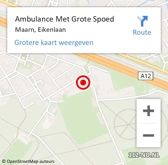 Locatie op kaart van de 112 melding: Ambulance Met Grote Spoed Naar Maarn, Eikenlaan op 29 november 2015 13:40