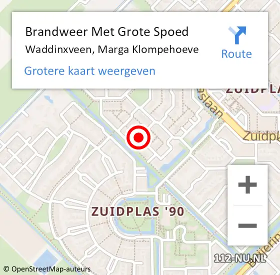 Locatie op kaart van de 112 melding: Brandweer Met Grote Spoed Naar Waddinxveen, Marga Klompehoeve op 29 november 2015 13:52