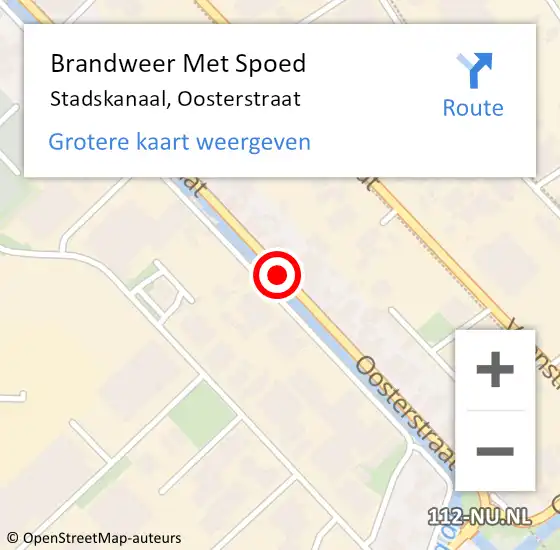 Locatie op kaart van de 112 melding: Brandweer Met Spoed Naar Stadskanaal, Oosterstraat op 29 november 2015 14:05