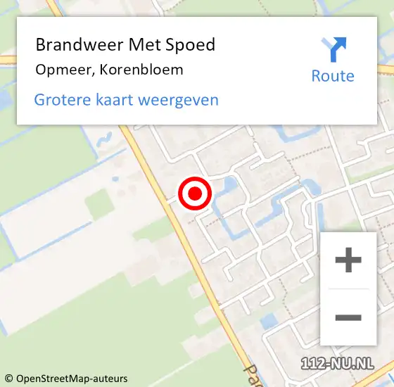 Locatie op kaart van de 112 melding: Brandweer Met Spoed Naar Opmeer, Korenbloem op 29 november 2015 14:08