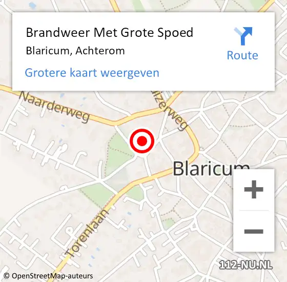 Locatie op kaart van de 112 melding: Brandweer Met Grote Spoed Naar Blaricum, Achterom op 29 november 2015 14:34