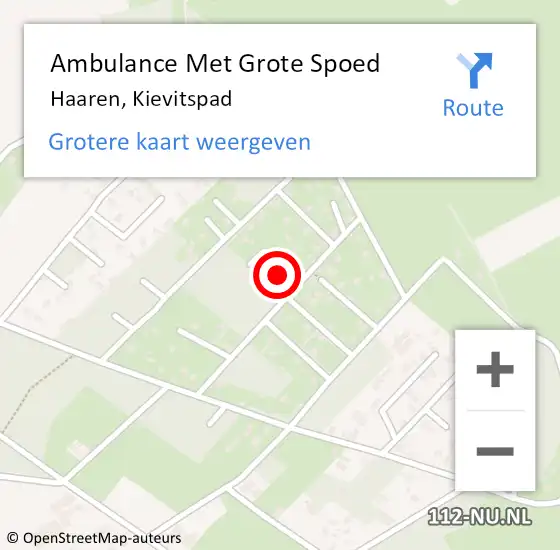 Locatie op kaart van de 112 melding: Ambulance Met Grote Spoed Naar Haaren, Kievitspad op 29 november 2015 15:19