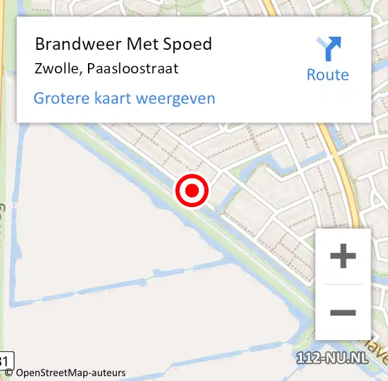 Locatie op kaart van de 112 melding: Brandweer Met Spoed Naar Zwolle, Paasloostraat op 29 november 2015 15:24