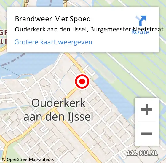 Locatie op kaart van de 112 melding: Brandweer Met Spoed Naar Ouderkerk aan den IJssel, Burgemeester Neetstraat op 29 november 2015 15:36