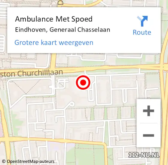 Locatie op kaart van de 112 melding: Ambulance Met Spoed Naar Eindhoven, Generaal Chasselaan op 29 november 2015 15:56