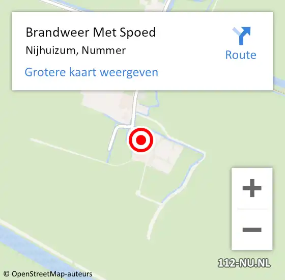 Locatie op kaart van de 112 melding: Brandweer Met Spoed Naar Nijhuizum, Nummer op 29 november 2015 17:01