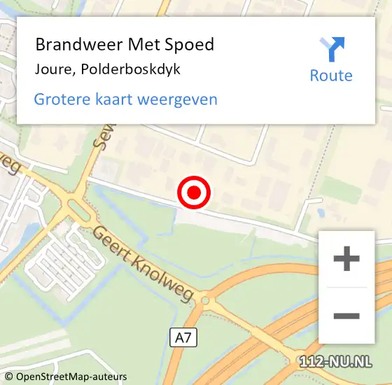 Locatie op kaart van de 112 melding: Brandweer Met Spoed Naar Joure, Polderboskdyk op 29 november 2015 17:18