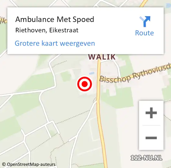 Locatie op kaart van de 112 melding: Ambulance Met Spoed Naar Riethoven, Eikestraat op 29 november 2015 17:52