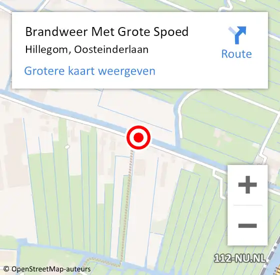 Locatie op kaart van de 112 melding: Brandweer Met Grote Spoed Naar Hillegom, Oosteinderlaan op 28 november 2013 13:35