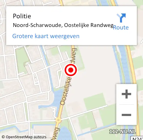 Locatie op kaart van de 112 melding: Politie Noord-Scharwoude, Oostelijke Randweg op 29 november 2015 19:23