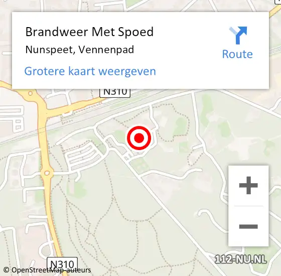 Locatie op kaart van de 112 melding: Brandweer Met Spoed Naar Nunspeet, Vennenpad op 29 november 2015 19:56