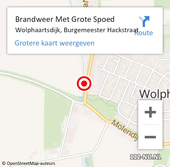 Locatie op kaart van de 112 melding: Brandweer Met Grote Spoed Naar Wolphaartsdijk, Burgemeester Hackstraat op 29 november 2015 19:59