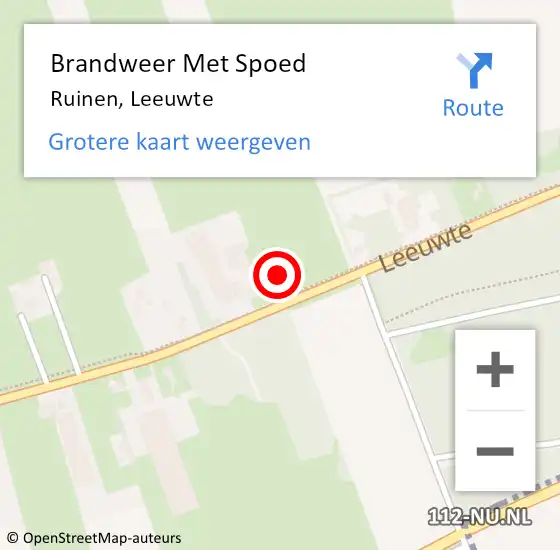 Locatie op kaart van de 112 melding: Brandweer Met Spoed Naar Ruinen, Leeuwte op 29 november 2015 20:08