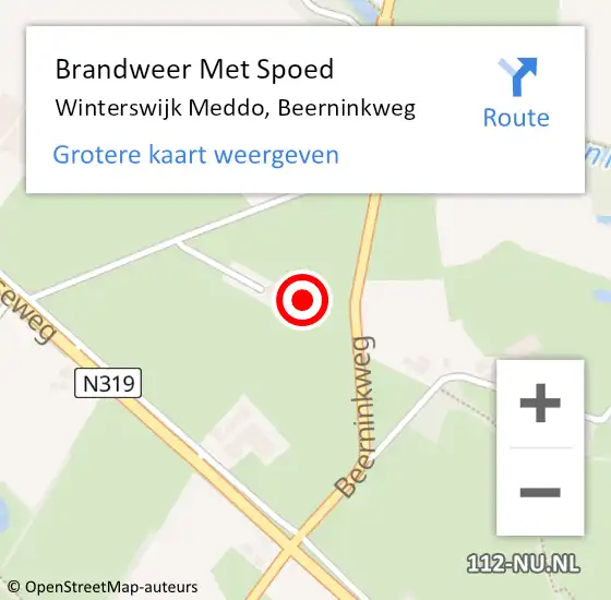 Locatie op kaart van de 112 melding: Brandweer Met Spoed Naar Winterswijk Meddo, Beerninkweg op 29 november 2015 20:31