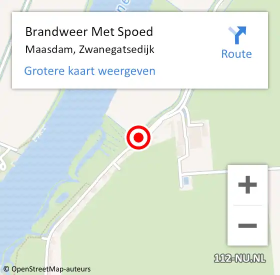 Locatie op kaart van de 112 melding: Brandweer Met Spoed Naar Maasdam, Zwanegatsedijk op 29 november 2015 20:44