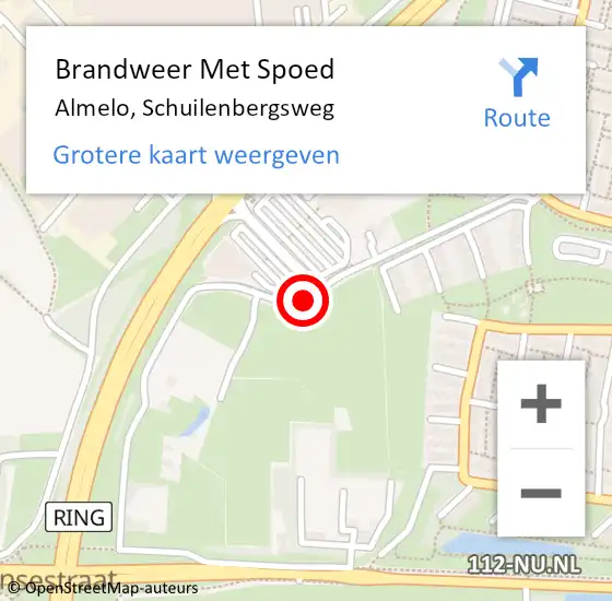 Locatie op kaart van de 112 melding: Brandweer Met Spoed Naar Almelo, Schuilenbergsweg op 29 november 2015 21:21