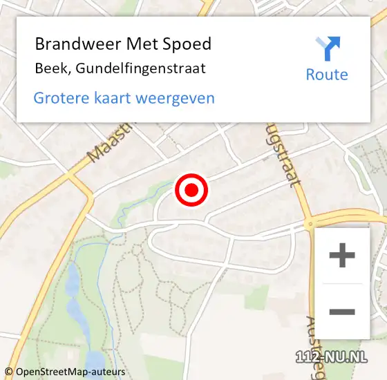 Locatie op kaart van de 112 melding: Brandweer Met Spoed Naar Beek, Gundelfingenstraat op 29 november 2015 22:01